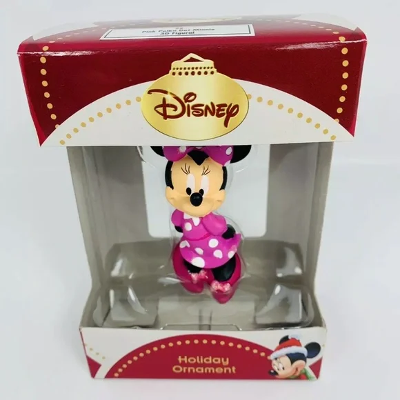 Disney Pink Polka Dot Minnie Mouse 3D Figural Resin Christmas Holiday New Boxed - Picture 1 of 6